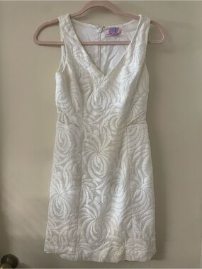 NWOT Lilly Pulitzer Blakely Shift Dress White Lace Size 00 Bridal Graduation